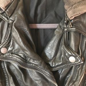 Free People Vegan Leather Moto Jacket with hood